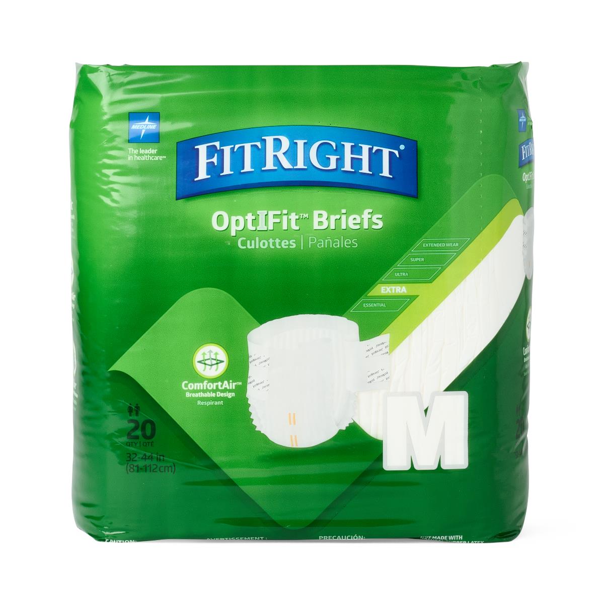 Medline FitRight OptiFit Extra Brief Size M 32"-44", 20/pk FITEXTRAMDZ