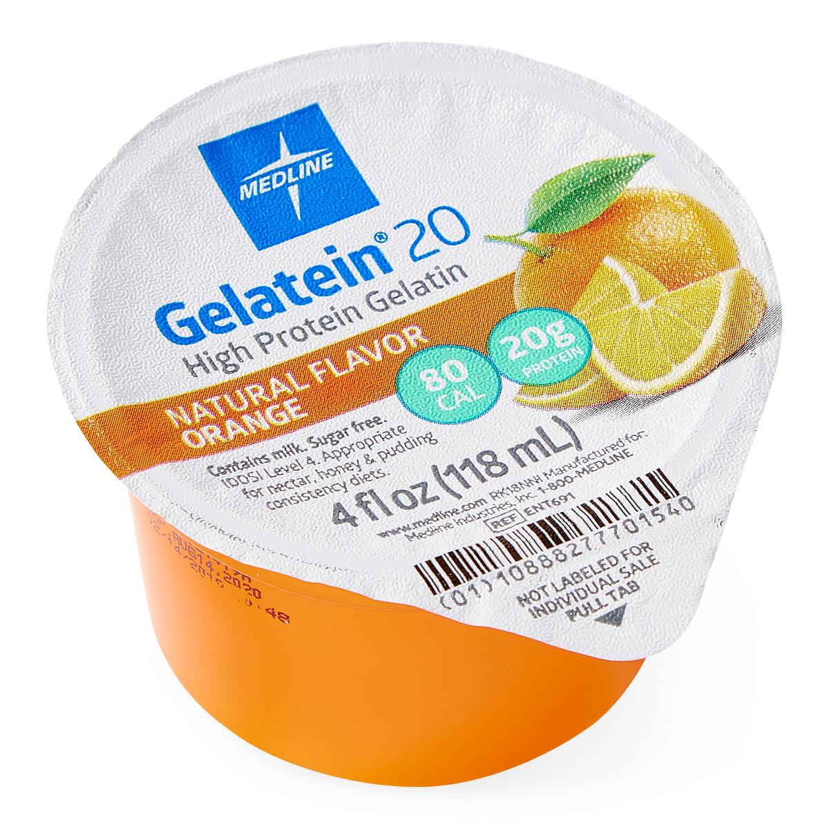 Medline Gelatein 20 Protein Snack, Orange 4oz. cup, 36/cs ENT691