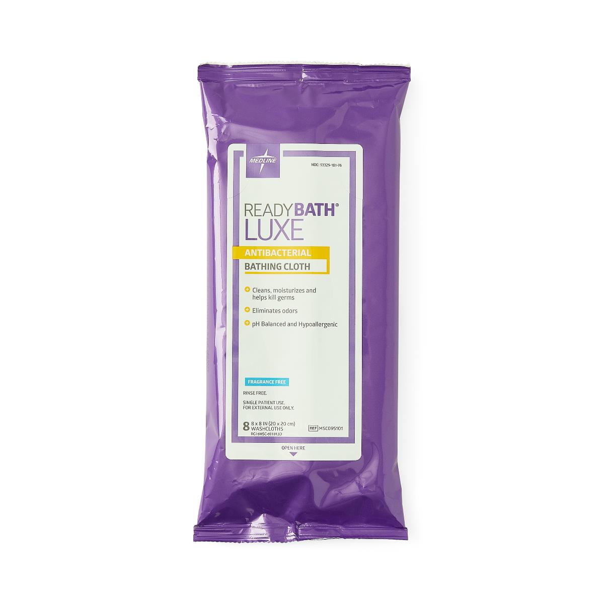 ReadyBath LUXE Antibacterial Wash Cloth, Unscented, 8/Pk MSC095101H