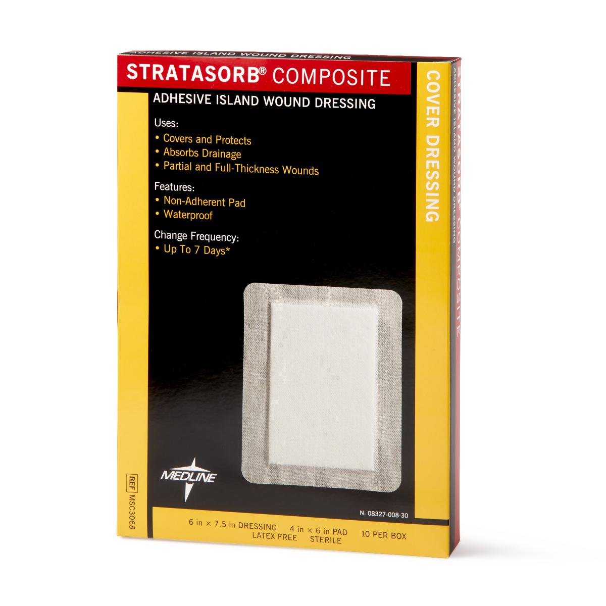 Stratasorb Composite Island Wound Dressing 6" x 7.5" 10/bx MSC3068Z
