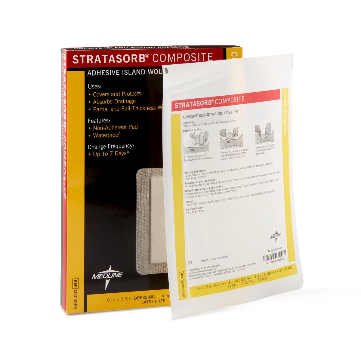 Stratasorb Composite Island Wound Dressing 6" x 7.5" 10/bx MSC3068Z