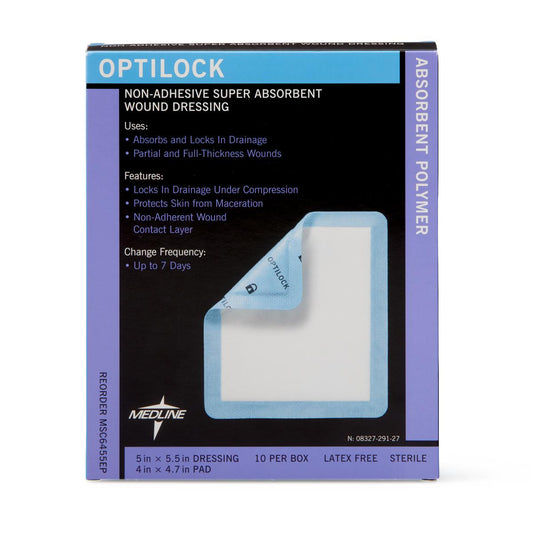 OptiLock Wound Dressing 5" x 5.5" 10/bx MSC6455EPZ
