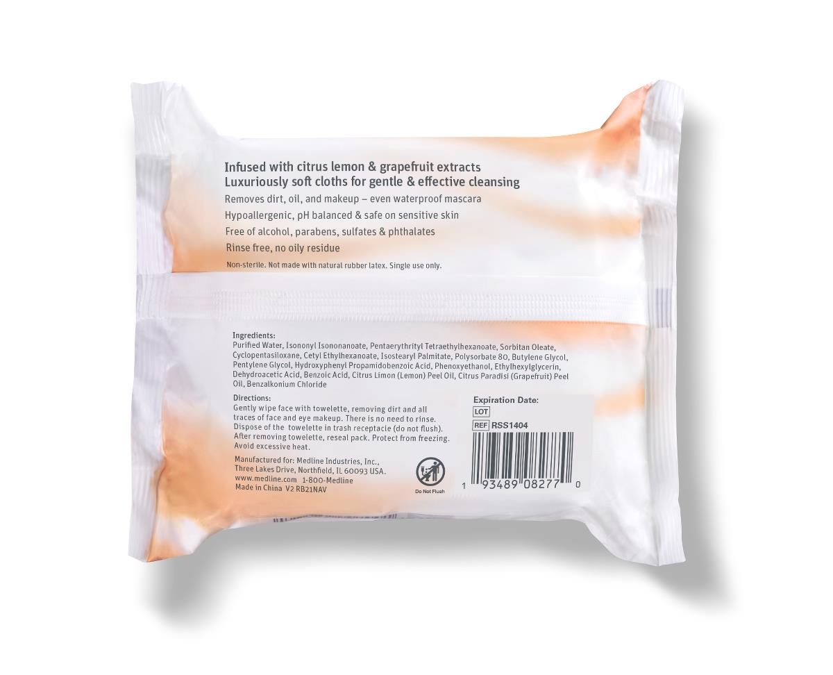 Medline Simply Soft Makeup Remover Wipes 25/pk RSS1404H