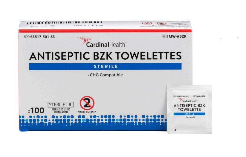 Cardinal Health Individual BZK Skin Wipe Packet, MW-ABZK 100/bx