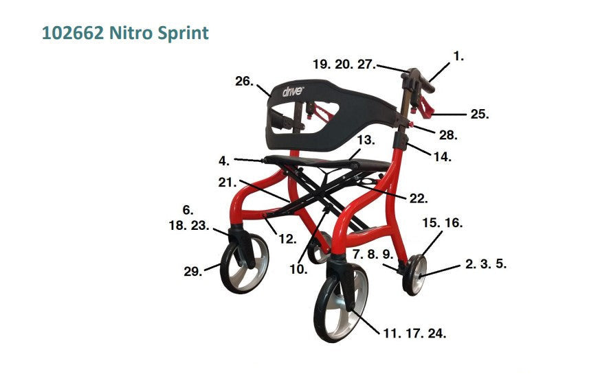 Drive Standard Height Nitro Sprint Replacement Parts List