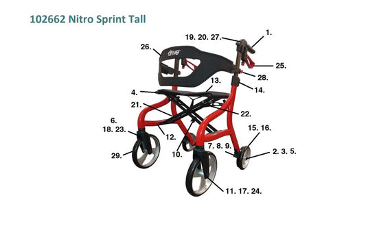Drive Tall Height Nitro Sprint Replacement Parts List