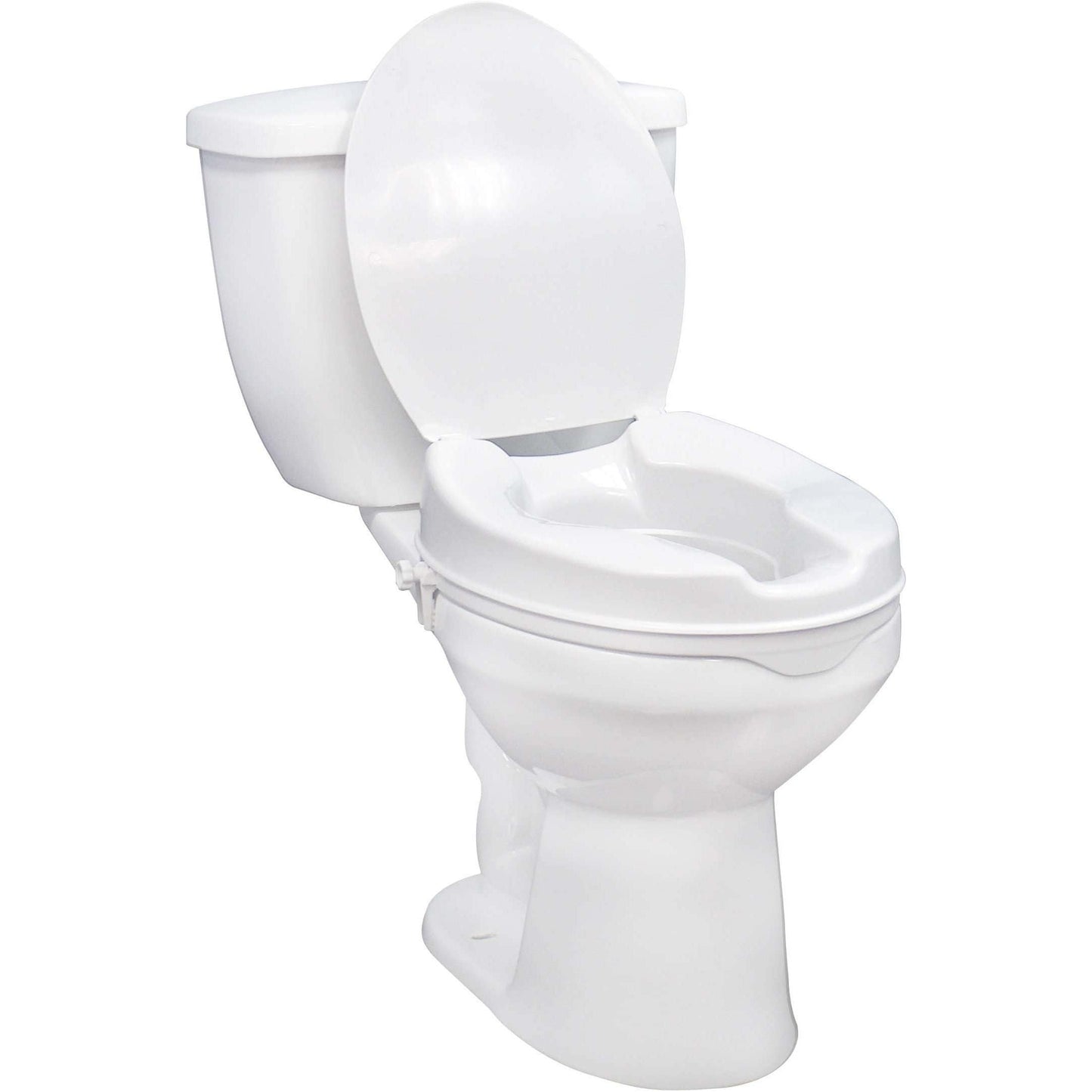Drive 12065 Raised Toilet Seat with Lock and Lid, Standard Seat, 4"