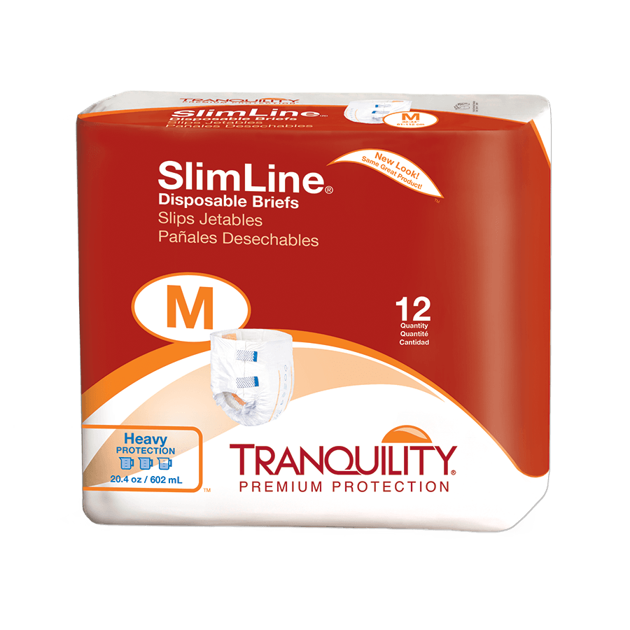 Tranquility 2122 SlimLine Disposable Briefs Medium, 12/bag