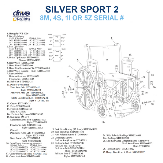 Drive Silver Sport 2 replacement parts list