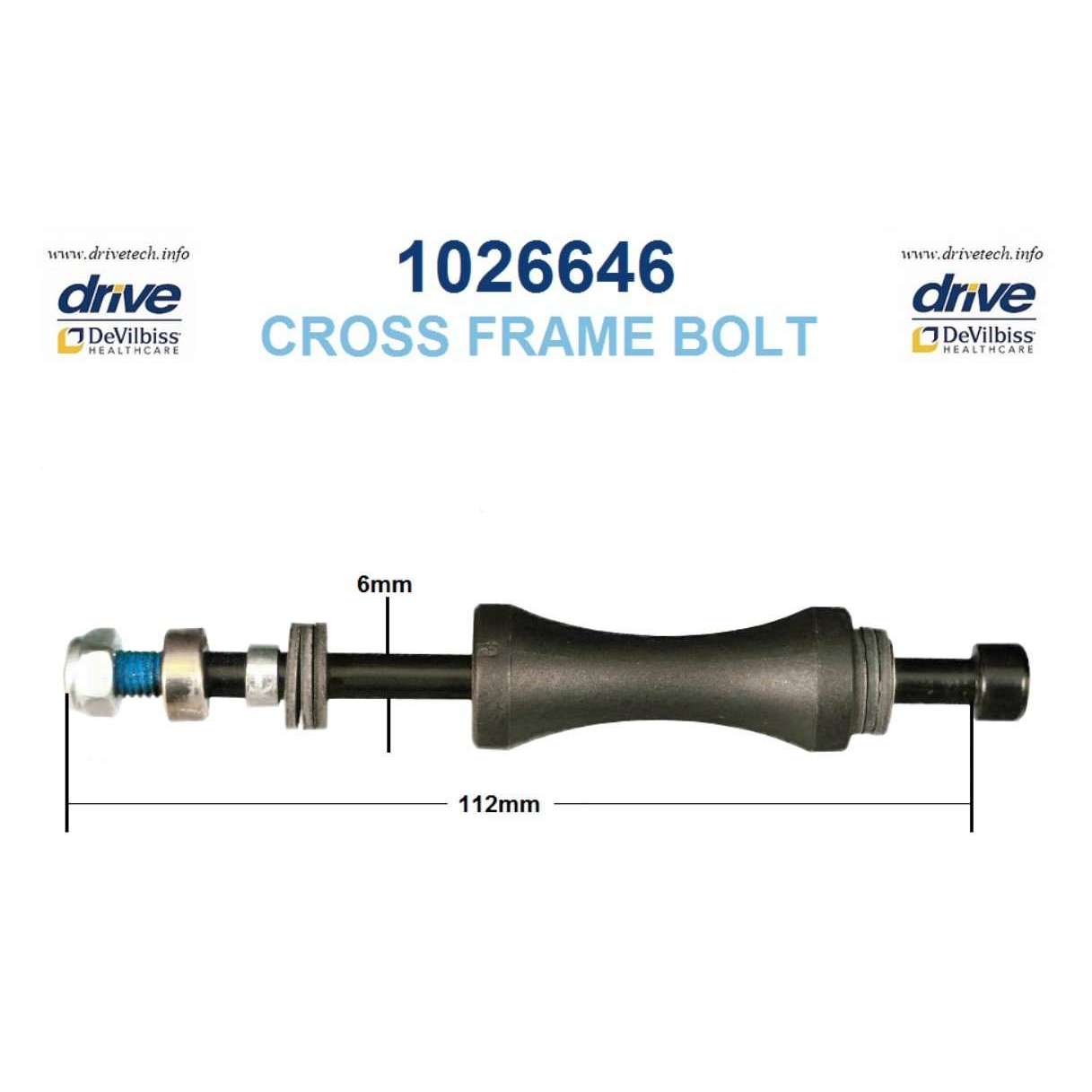 Crossbrace bolt for Drive Nitro and F22 Rollators, 1026646