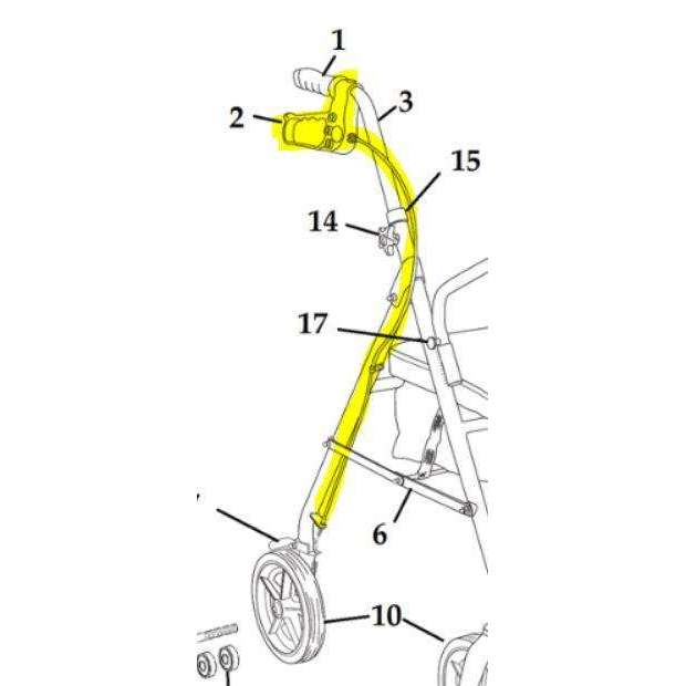 Drive Medical 10261 '5W' serial number rollator brake assembly, 9505W1026101