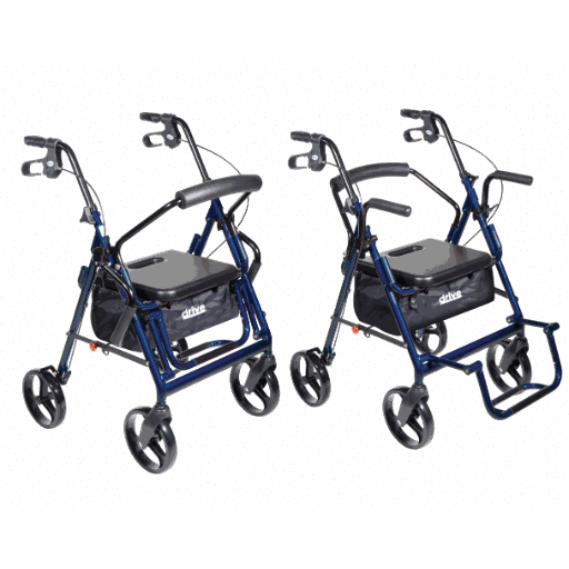 Drive Medical 795B Blue Duet Rollator/walker transport chair combo