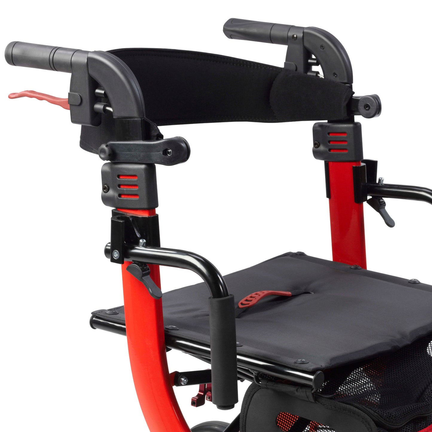 Drive Medical Nitro Duet Dual Function Transport Wheelchair and Rollator Rolling Walker, Red rtl10266dt