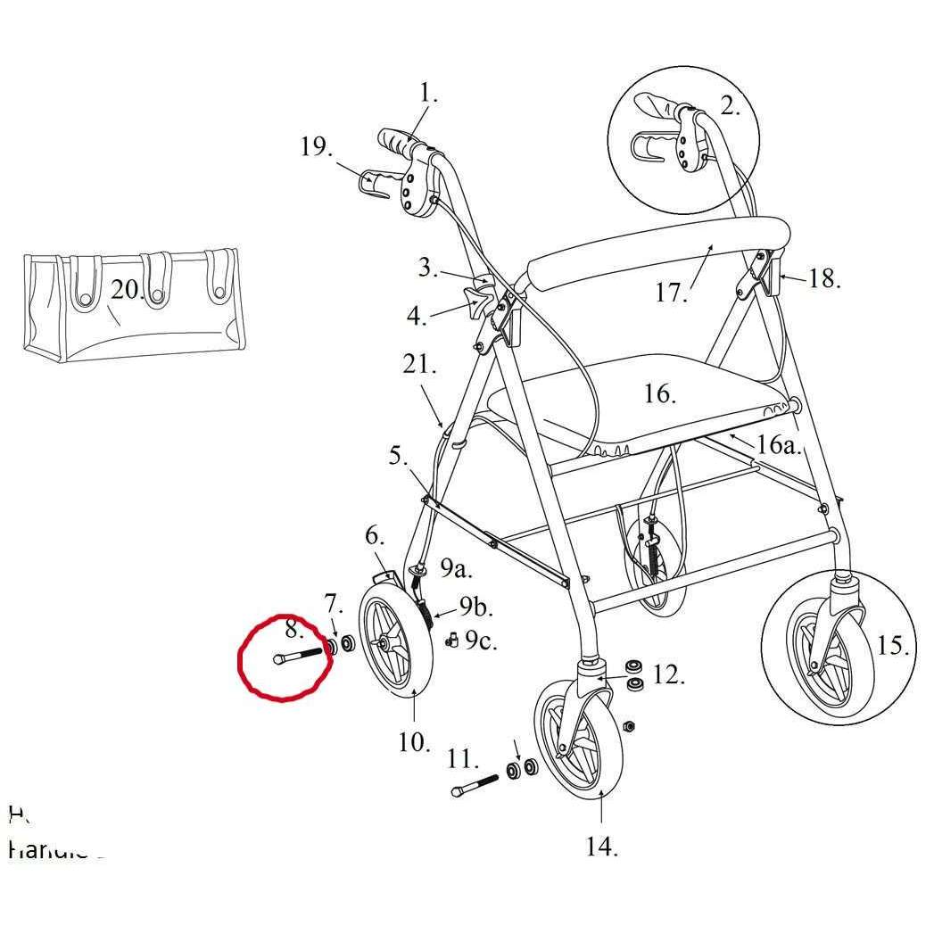 Drive R728 Series Rollator Rear Axle, 9500075011