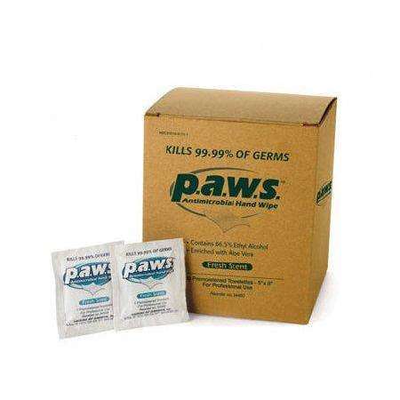 P.A.W.S. Individual Hand Sanitizing Alcohol Wipes, 34400 bx/100