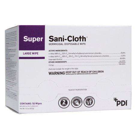 PDI H04082 Super Sani-Cloth 5x8 Individual Packet Disinfectant Wipe 50/bx