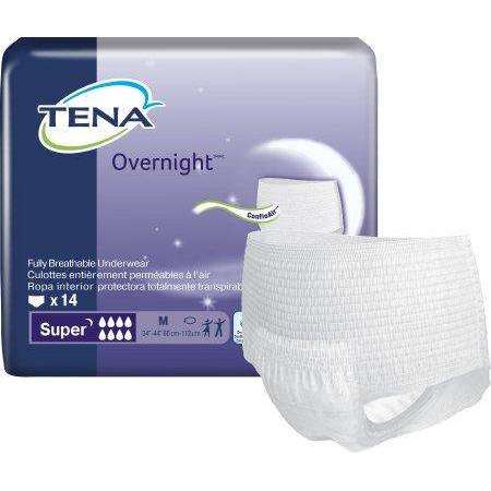 TENA Super Overnight Tear Away Seam Absorbent Underwear, MED 14/bag 72235