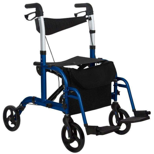 Vive Health Wheelchair Rollator Combo, Blue MOB1018BLU
