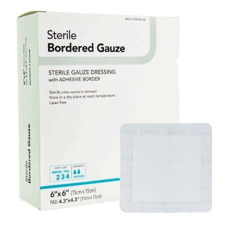 6x6 Sterile Bordered Gauze Adhesive Dressing, 00263E bx/25 by DermaRite