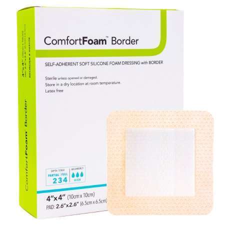 ComfortFoam 4x4 Bordered Silicone Foam Dressing, 00317E bx/10 by DermaRite