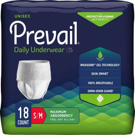 Prevail Daily Wear Pull on Absorbent Underwear, size S/M PVS-512 18/pk