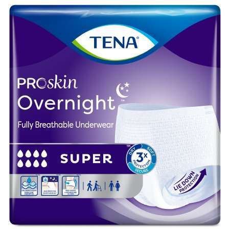 TENA 72235 Proskin Overnight Super Pull on Underwear, size M 34"-44", 56/cs