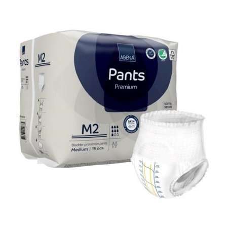 Abena Pants Premium M2 Absorbent Underwear, MED 15/pk