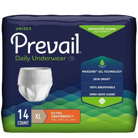 Prevail Daily Absorbent Underwear, pack size M, L, XL, 2XL