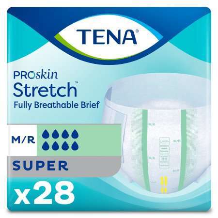TENA 67902 Stretch Super Heavy Absorbency MED 33"-52"waist cs/56