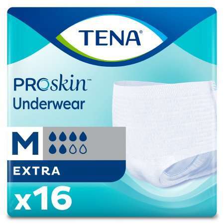 TENA 72232 Proskin Extra Protective Underwear, size M 34-44in, PK/16