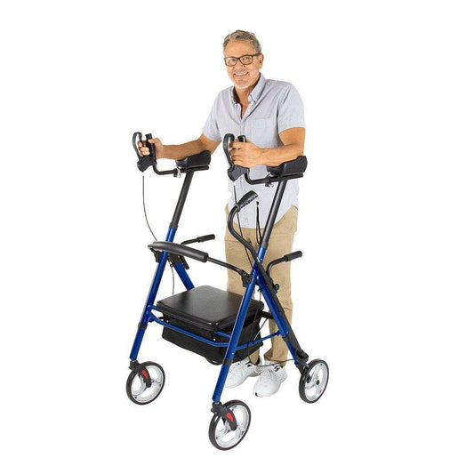Vive Health Heavy Duty Upright Rollator Walker, Blue MOB1055BLU