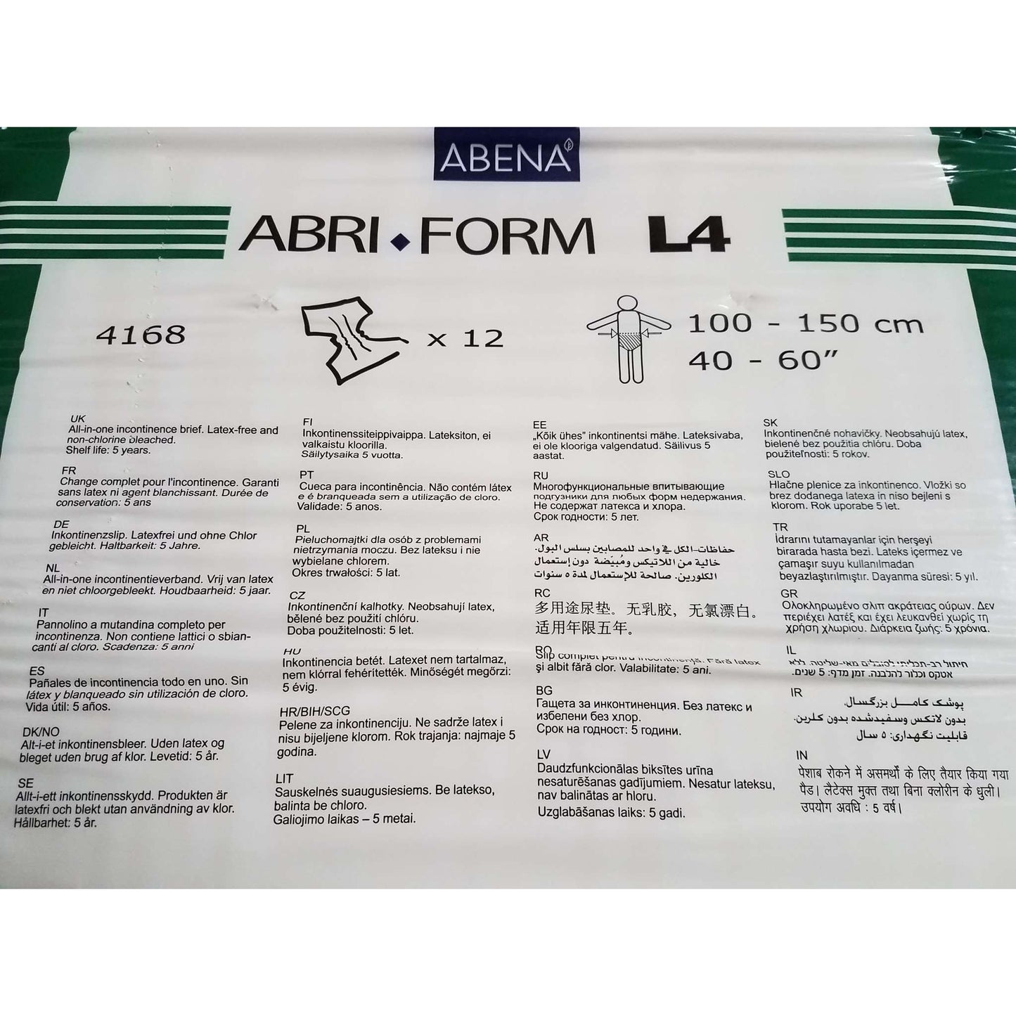 Abena 4168 Abri-Form Comfort L4 Absorbent Adult Brief, Large Pack or Case