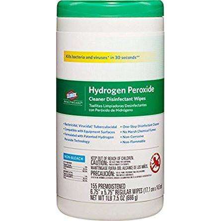 Clorox 30825 Hydrogen Peroxide Disinfectant Wipe 6.75" X 5.75" tub/155