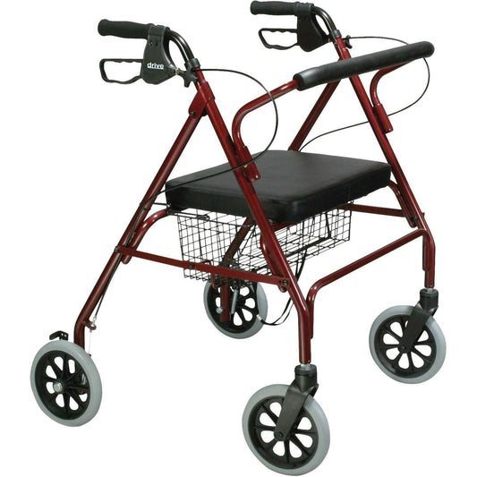 Drive 10215 Go Lite Wide Seat Bariatric STEEL Rollator Red and Blue