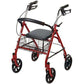 Drive 10257RD-1 Red Durable 4 Wheel Rollator with 7.5" Casters