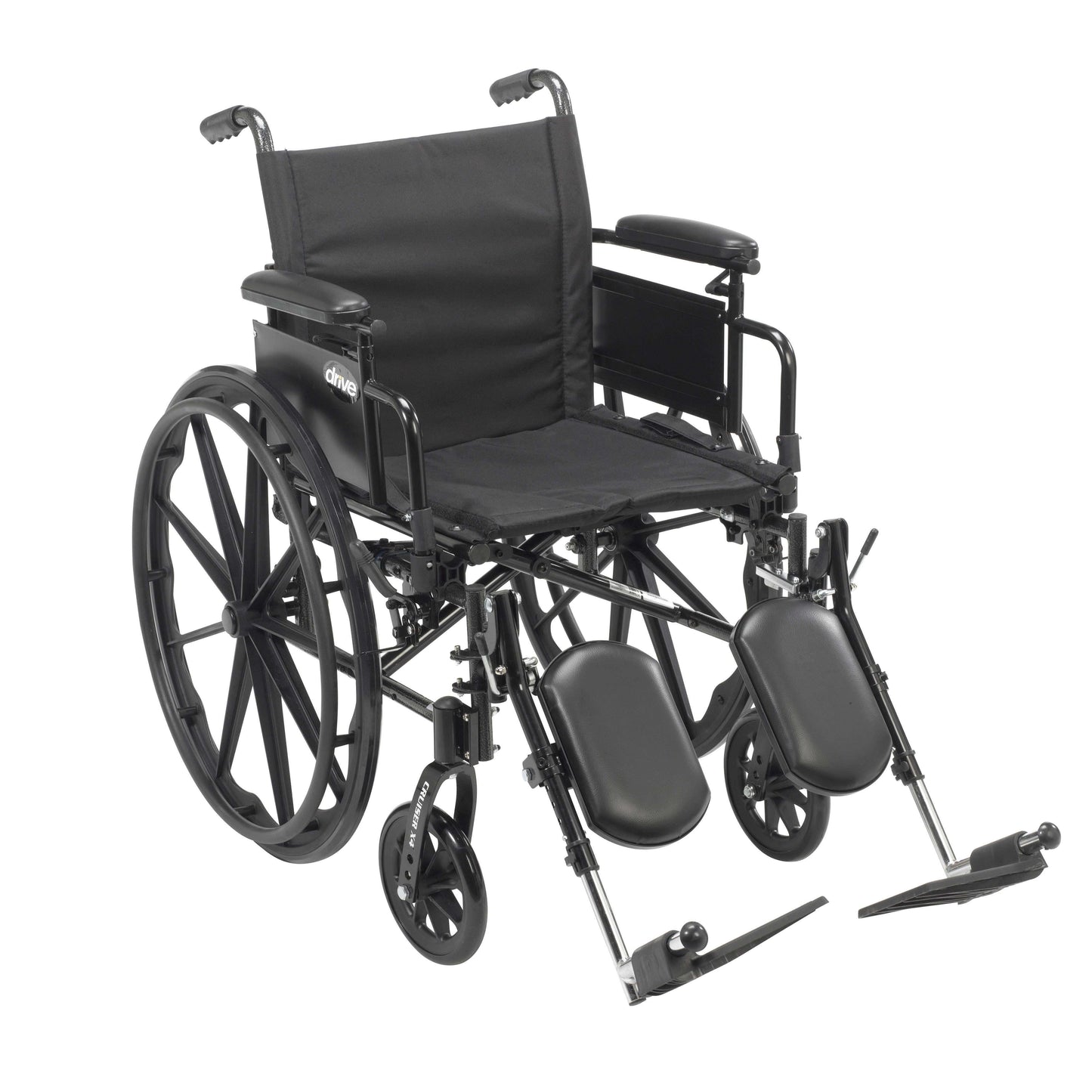 Drive cx418adda-elr Cruiser X4 Lightweight Dual Axle Wheelchair with Adjustable Detachable Arms, Desk Arms, Elevating Leg Rests, 18" Seat