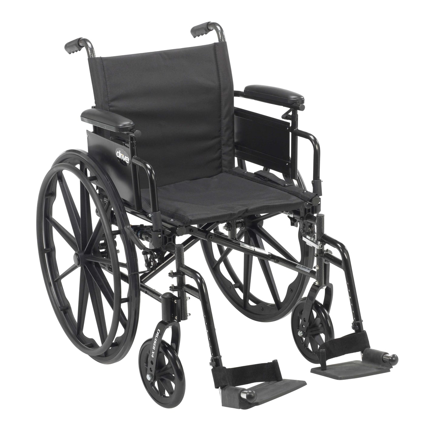 Drive cx418adda-sf Cruiser X4 Lightweight Dual Axle Wheelchair with Adjustable Detachable Arms, Desk Arms, Swing Away Footrests, 18" Seat