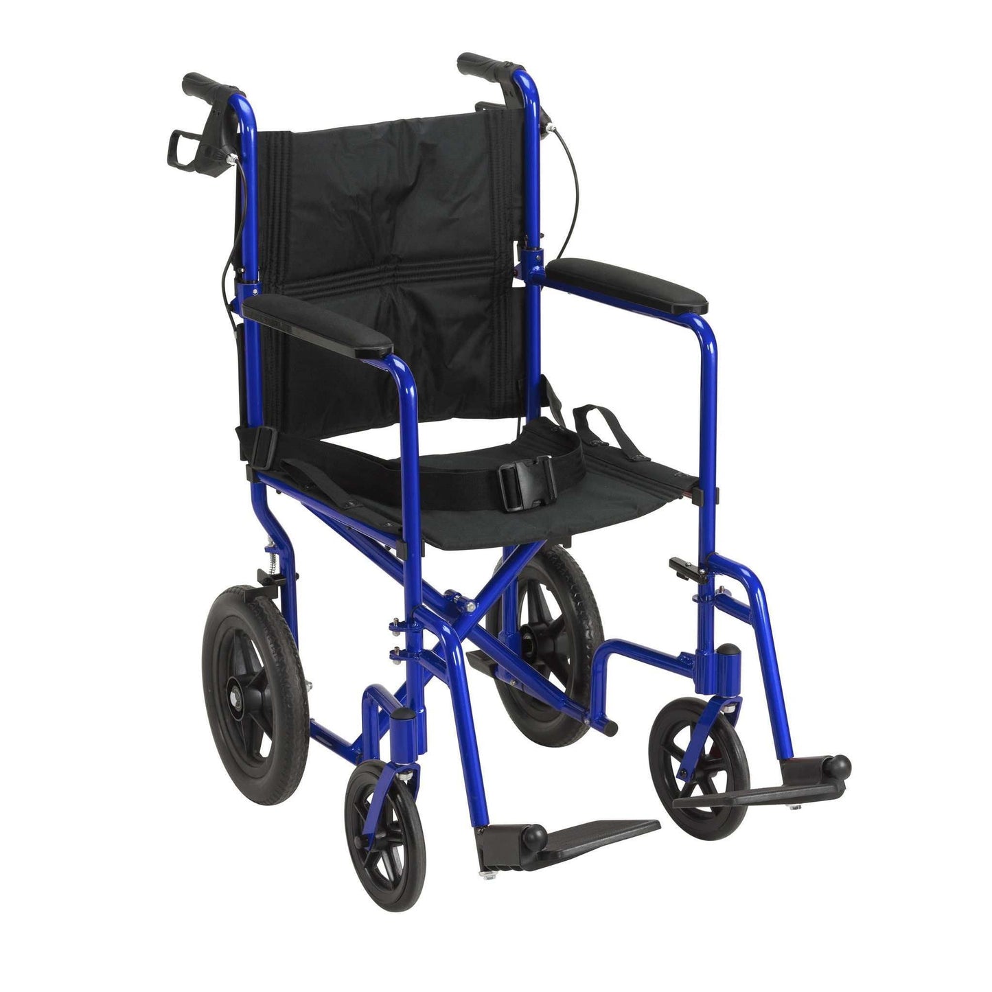 Drive exp19ltbl Lightweight Expedition Transport Wheelchair with Hand Brakes, Blue