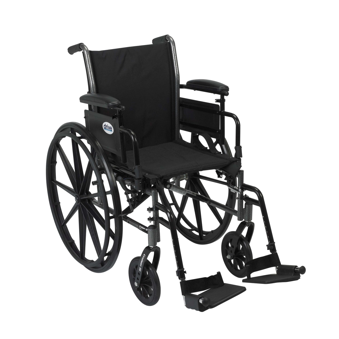 Drive k318adda-sf Cruiser III Light Weight Wheelchair with Flip Back Removable Arms, Adjustable Height Desk Arms, Swing away Footrests, 18"