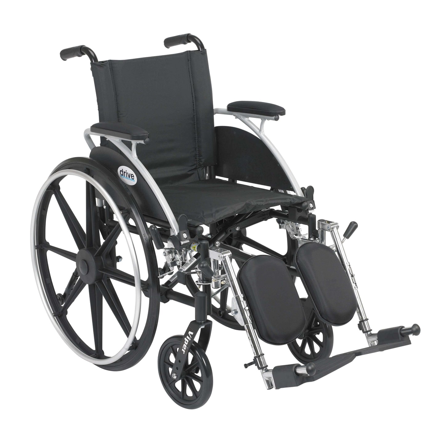 Drive l412dda-elr Viper Wheelchair with Flip Back Removable Arms, Desk Arms, Elevating Leg Rests, 12" Seat