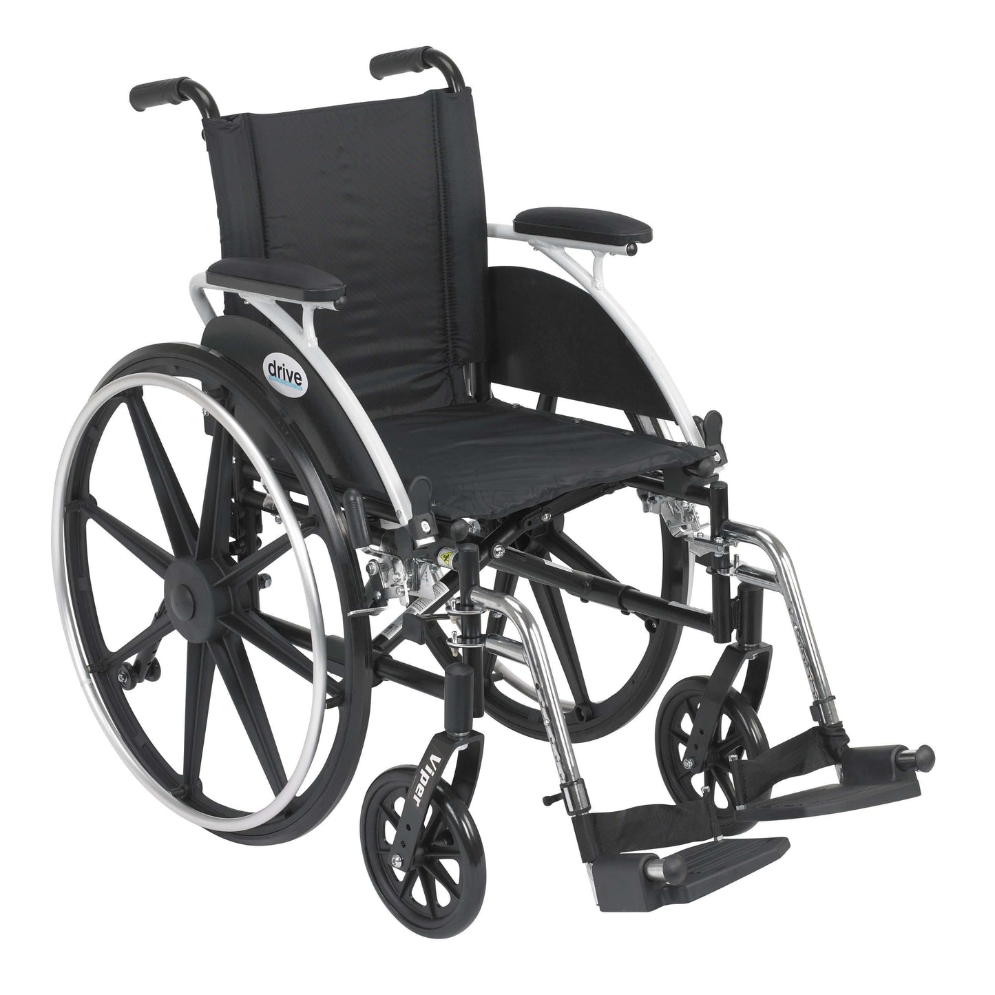 Drive l412dda-sf Viper Wheelchair with Flip Back Removable Arms, Desk Arms, Swing away Footrests, 12" Seat