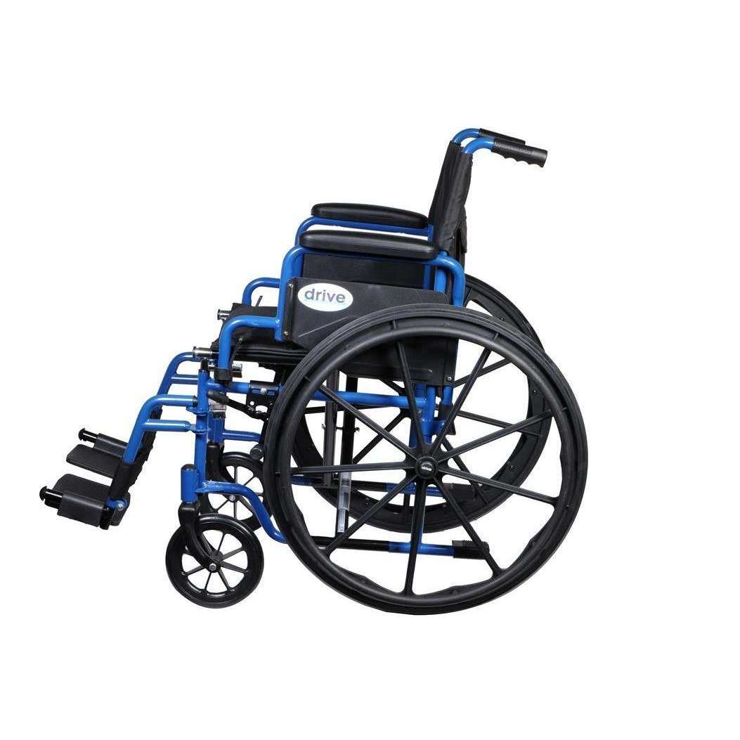 Drive Medical Blue Streak 18" Wheelchair with Footrests BLS18FBD-SF