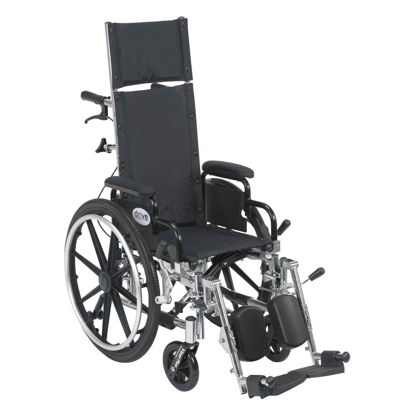 Drive pl412rbdda Viper Plus Light Weight Reclining Wheelchair with Elevating Leg Rests and Flip Back Detachable Arms, 12" Seat