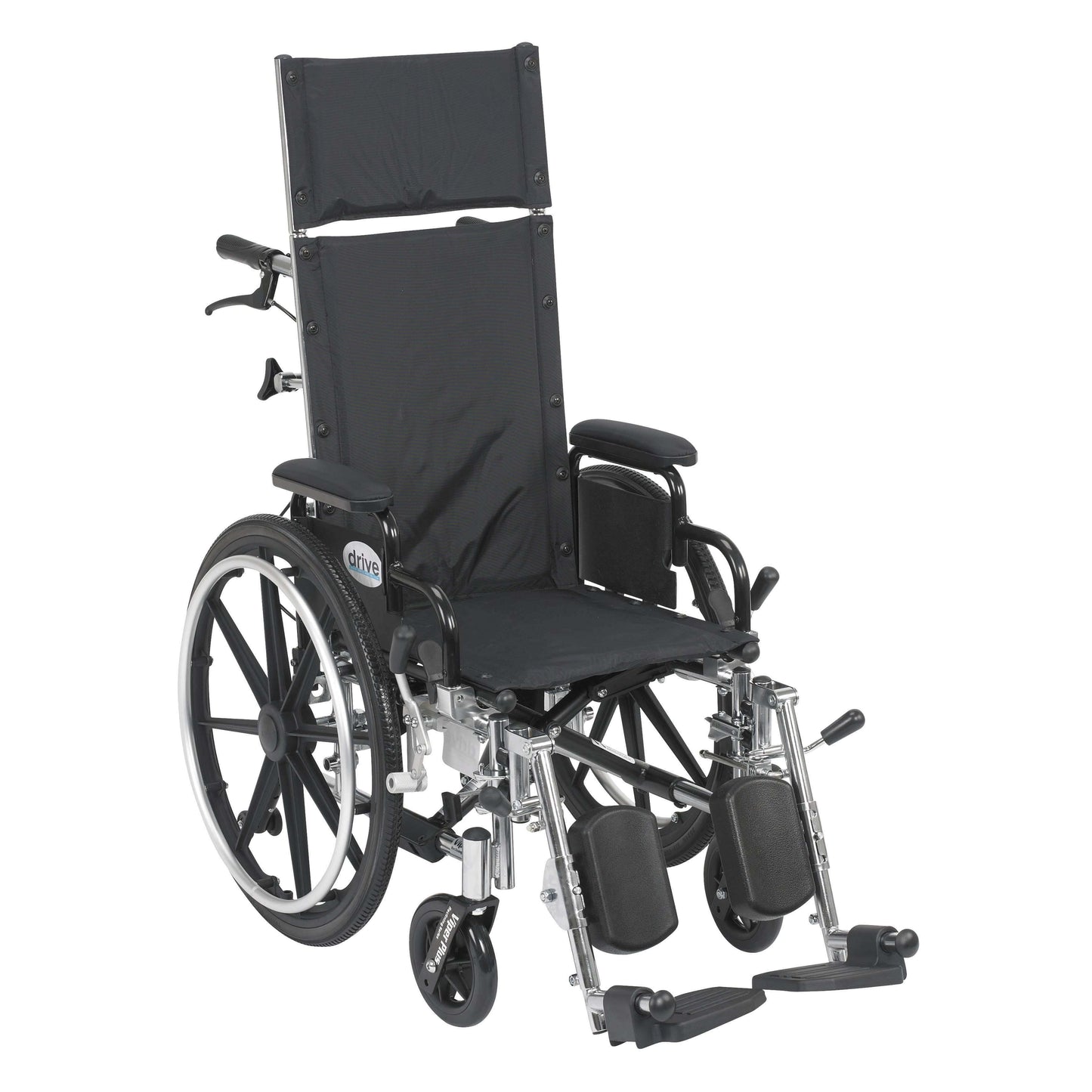 Drive pl414rbdda Viper Plus Light Weight Reclining Wheelchair with Elevating Leg Rests and Flip Back Detachable Arms, 14" Seat