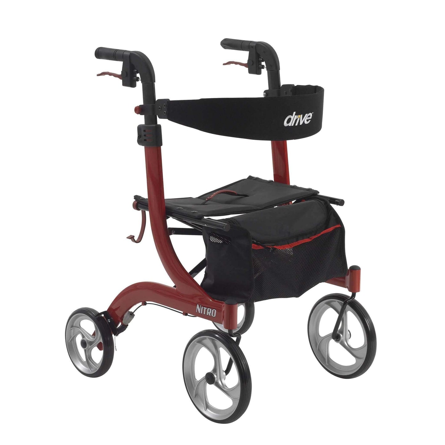 Drive RTL10266 Nitro Euro Style Walker Rollator, Red