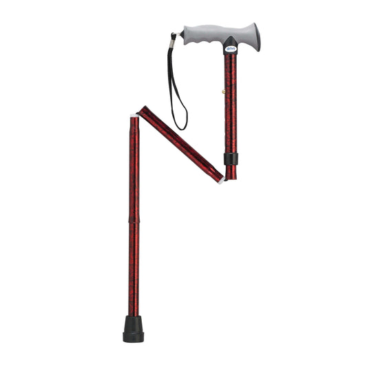 Drive rtl10370rc Adjustable Lightweight Folding Cane with Gel Hand Grip, Red Crackle