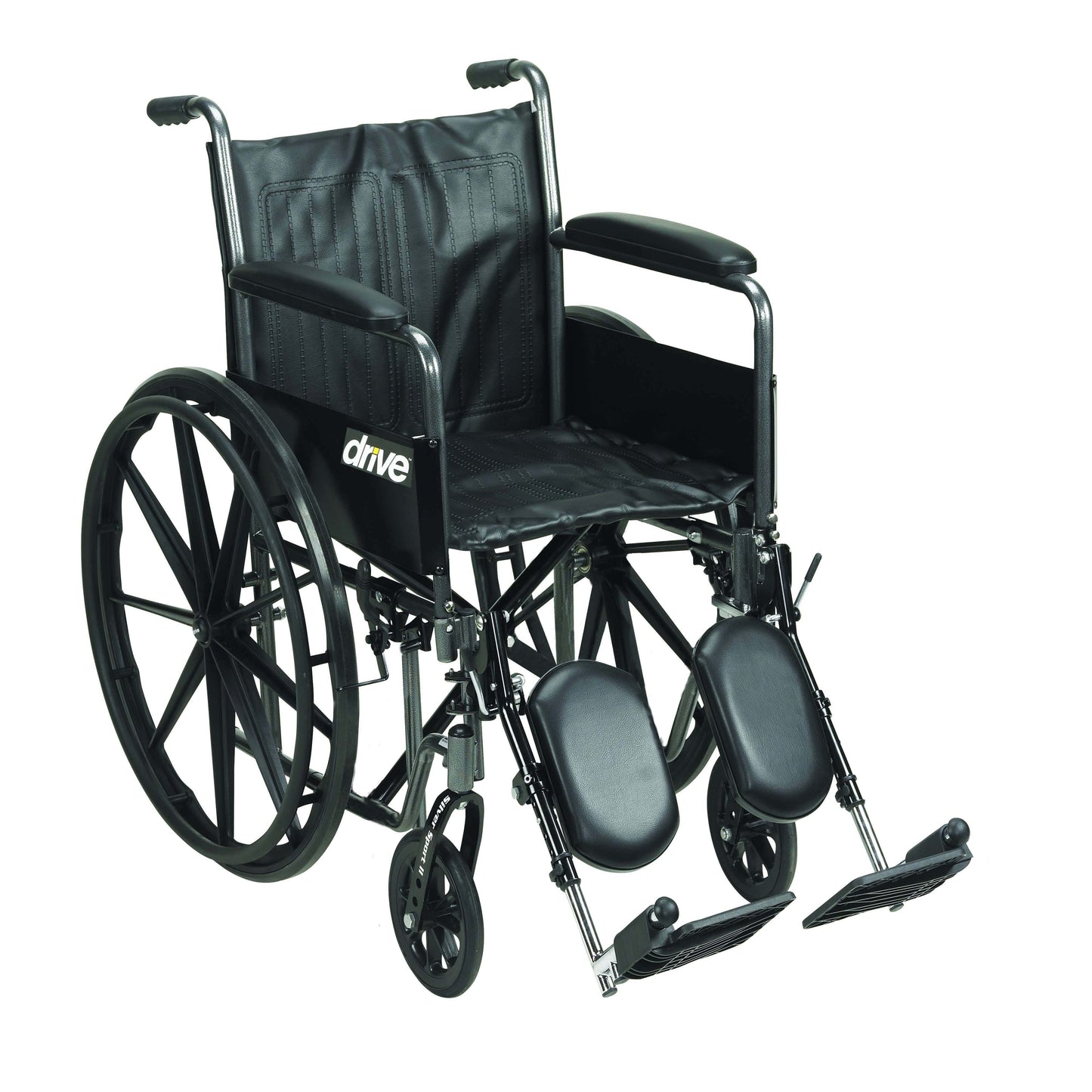 Drive ssp216dfa-elr Silver Sport 2 Wheelchair, Detachable Full Arms, Elevating Leg Rests, 16" Seat