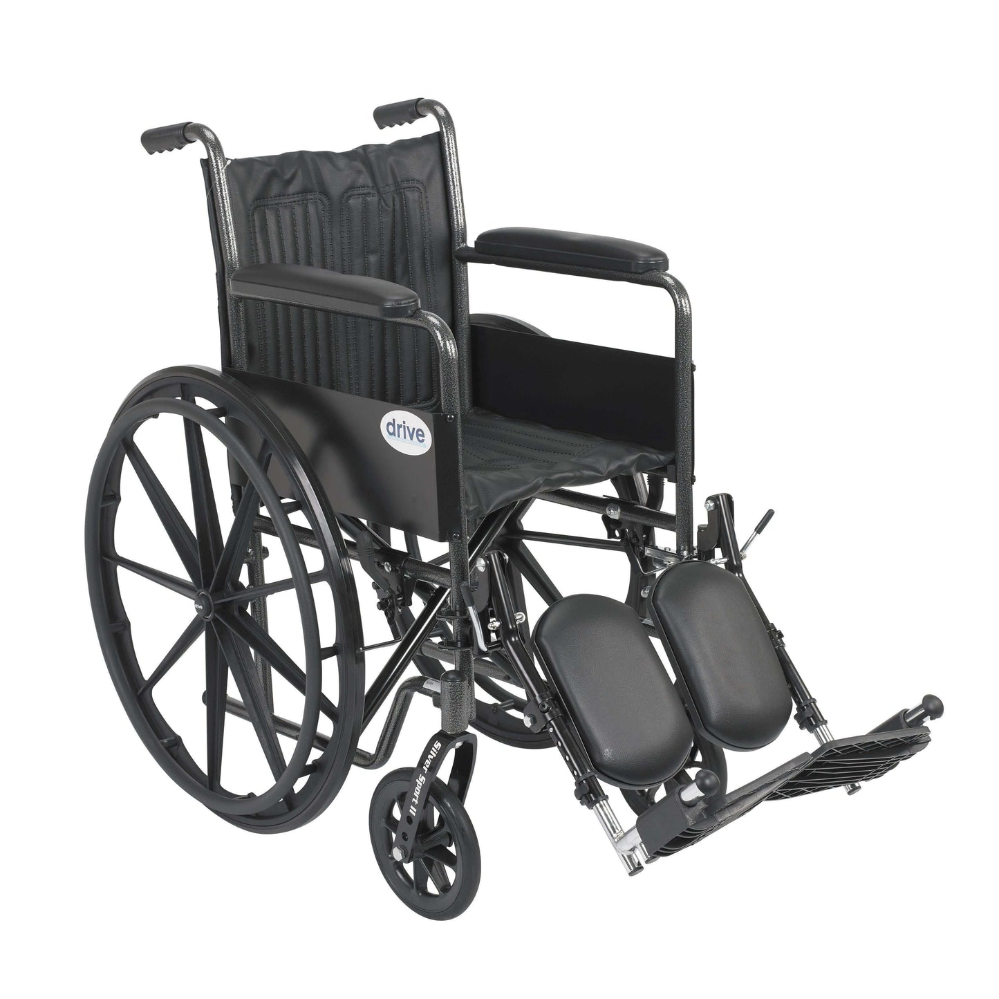 Drive ssp218fa-elr Silver Sport 2 Wheelchair, Non Removable Fixed Arms, Elevating Leg Rests, 18" Seat