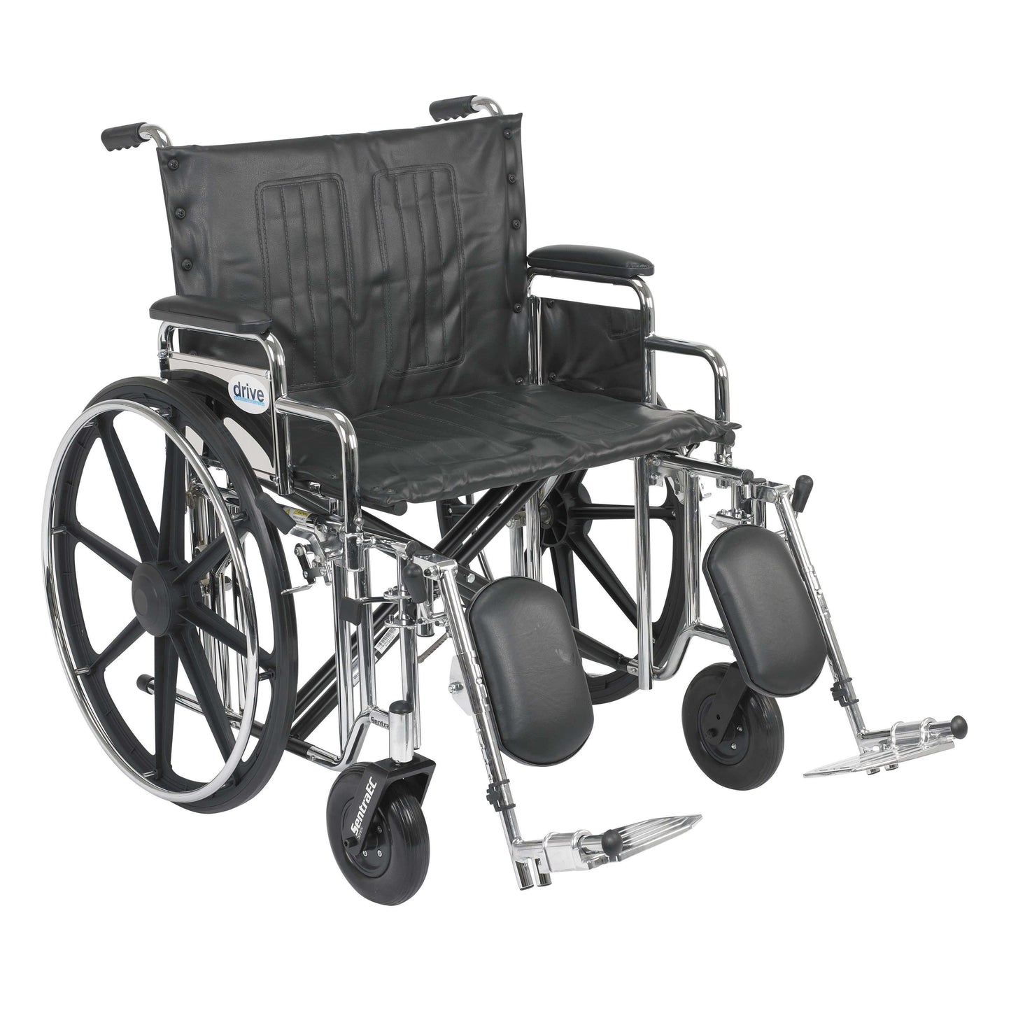 Drive std24dda-elr Sentra Extra Heavy Duty Wheelchair, Detachable Desk Arms, Elevating Leg Rests, 24"Seat