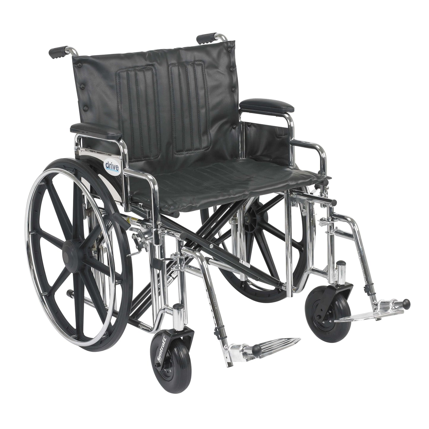 Drive std24dda-sf Sentra Extra Heavy Duty Wheelchair, Detachable Desk Arms, Swing away Footrests, 24" Seat